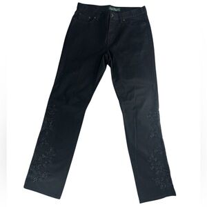 LAUREN RALPH LAUREN / Black Modern Slim Jeans with Intricate Beading / Size 6